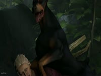 Horny dog xxx fucks a lost MILF in the woods